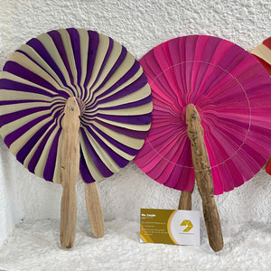 Ventilador Redondo Tejido a Mano para el Verano, Artesanía Tradicional de Bambú y Pasto Marino con Hoja de Palma de Vietnam para Decoración - Product Image 6