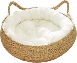 New Design Natural Water Hyacinth <b>Bed</b> for Pet with Soft <b>Cushion</b> Handwoven Dog and Cat Accessories Wholesales From Vietnam - Product Image 3