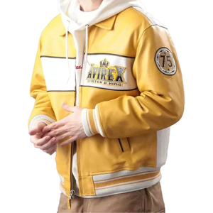 Custom Made Genuine Leather With Embroidery Avirex <b>Jackets</b> Hot Selling Customized Classic Cowhide Leather Avirex <b>Jacket</b> - Product Image 2