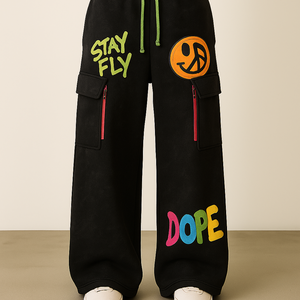 กางเกงขากว้างทรงกลางสำหรับผู้ชายสุดเทรนดี้ |   สโตนวอช |   ป้ายปักลายเพชรแบบสั่งทำพิเศษ |   เชือกผูกแบบระบายอากาศเป็นมิตรกับสิ่งแวดล้อม - Product Image 3