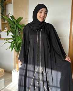Vêtements musulmans traditionnels pour femmes élégantes et modestes Robes de Dubaï formelles à lacets avec diamant Grand parapluie Flair Abayas Style Kaftan - Product Image 4