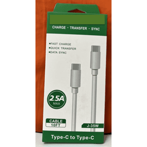 J35W Fast Charger with 10ft Type C <b>Cable</b> 3A for Mobile Phones 6A for <b>Printers</b> <b>USB</b> Lighting Type-C to Type-C 2M <b>Cable</b> Length - Product Image 1