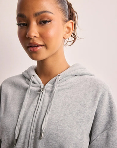 Sudadera con capucha de gran tamaño Halan para mujer con hombros caídos de Marga plateada de longitud completa, sudaderas con capucha antiarrugas y transpirables, sudadera con cremallera para mujer - Product Image 6
