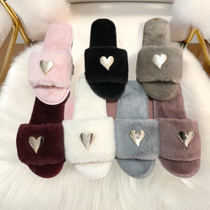 Wholesale <b>Cheap</b> Stock Women's Heart-Shape Indoor Warm Light Weight Fur for Non-slip EVA Outsole Plush Design Valentine's - Product Image 1