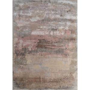 Alfombra Kavi Gris y Negra Anudada a Mano de Lana y Seda de Bambú con Diseño Teoría del Caos, Alfombra Rectangular Afelpada para Pasillo/Habitación - Esk-356 - Product Image 1