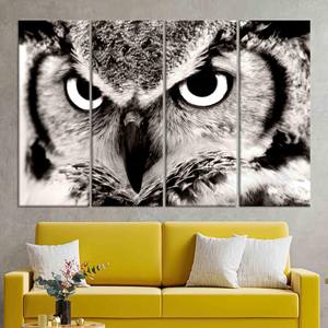 Tableau imprimé sur toile : hibou en verre peint, décoration de ferme, lot de 4 toiles - Product Image 1