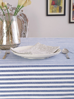 Nappe carrée classique rayée 100% coton tissée imperméable bleu et blanc Série Neolino pour mariage