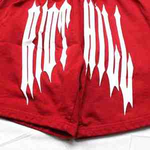 High Street Custom Puff Print Logo Sweat <b>Shorts</b> Breathable Cotton <b>Fleece</b> Raw Hem Pockets Plus Size Waist Elastic Waist Knitted - Product Image 4