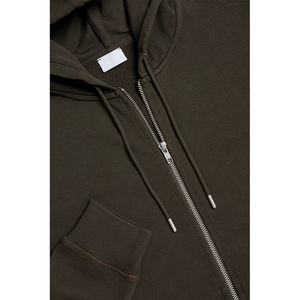 เสื้อฮู้ดดี้ผู้ชายผ้าฝ้ายหนาน้ำหนัก 450GSM ทรงบ็อกซี่ ไหล่ตก ซิปคู่ สไตล์สตรีทแฟชั่น สีพื้นเรียบง่าย - Product Image 4