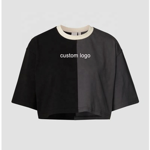 Logo personnalisé deux tons haut court t-shirt pour femmes vêtements de sport haut court d'entraînement personnalisé femmes chemise de gym - Product Image 6