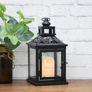 Faroles Marroquíes de Metal y Vidrio con Recubrimiento Negro, Novedad, para Decoración del Hogar y Exterior, Faroles de Mesa y de Pie - Product Image 1