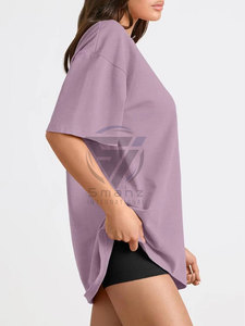 Groothandel Dames T-<span class=keywords><strong>shirts</strong></span> Zomer Effen Kleur Regular Fit Halve Mouw T-shirt <span class=keywords><strong>Spandex</strong></span>/Katoen Ronde Hals Ecologisch Ademend - Product Image 4