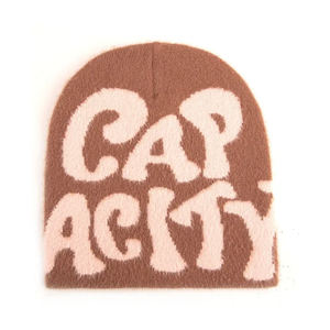 Chapeau d'hiver de luxe en jacquard imprimé de conception graphique personnalisée Bonnet en jacquard avec logo personnalisé et doublure en satin Prix d'usine réversible - Product Image 4