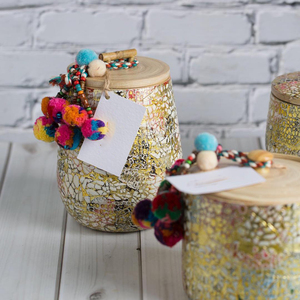 Traditional <b>Eid</b> Mubarak Spun Bamboo <b>Gift</b> Box Round Handmade Ramadan Storage Jar With Colorful Tassel Handmade From Vietnam - Product Image 4