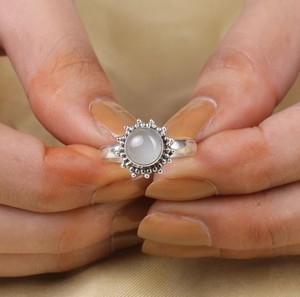Anillo de Plata de Ley 925 sólida de la mejor calidad Baho Eternity Vermeil para mujer, bisel de forma ovalada de Aguamarina nublada genuina para fiestas - Product Image 6
