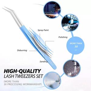 Pinzas de extensión de pestañas, juego de pinzas rectas de acero inoxidable de alta calidad - Product Image 5