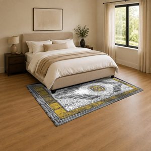 Tapis de salon LXDP-0933 gris argenté traditionnel oriental imprimé numériquement, lavable en machine, en chenille, antidérapant, vente en gros - Product Image 3