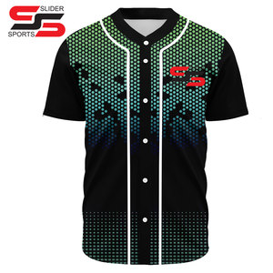 Custom Embroidery Double Knitted Youth Baseball Shirts Sublimation Jersey Button <b>Down</b> Baseball Jerseys - Product Image 1