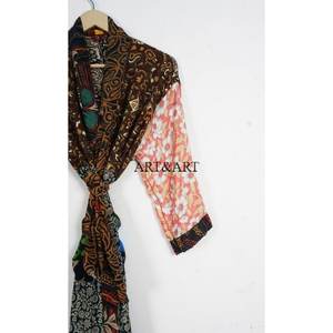 <b>Women's</b> Spring Summer Elegant Floral Printed Silk V-neck Drawstring Kimono <b>Robe</b> Nightwear Beach Wear Breathable Quick <b>Dry</b> High - Product Image 3