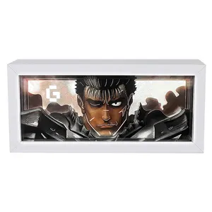 Anime Licht Led Papier Schaduw Schilderij Ingelijst Usb Power Tafelblad Decoratieve Lamp Nacht Led Shadow Box Wall Art