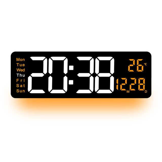Home Decor Multifunctional LED Display Calendar Clock Large Screen Digital Electronic Colorful Wall Clock with Remote Control