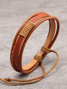 Wholesale Vintage Punk Minimalist Design <b>Men</b> Wristband <b>Black</b> Brown <b>Real</b> Genuine Cow Leather Cuff Bracelet Jewelry for <b>Men</b> - Product Image 4
