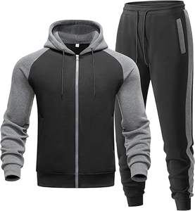 Venta al por mayor chándal para hombres 2 piezas, traje con capucha de lana, conjunto de chándal casual traje Jogger ropa deportiva al aire libre - Product Image 1