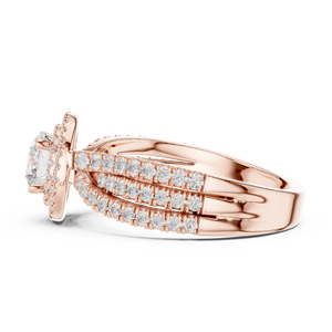 Anillo de Compromiso de Alta Calidad con Halo de Diamantes Redondos y Banda con Micropavé para Aniversario de Bodas o Regalo - Product Image 3