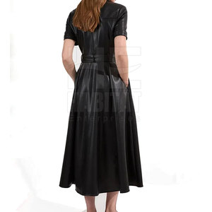 Nouvelle arrivée : robe en cuir pour femme, design élégant, tissu en cuir souple, robe en cuir confortable pour un usage quotidien - Product Image 3