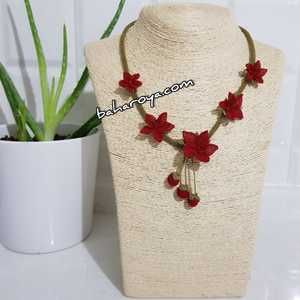 Bilgin Kolye Kırmızı İğne Oyası Colgantes y dijes de moda - Product Image 1