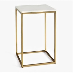 Huge on Demand Top <b>White</b> Marble With Golden <b>Frame</b> <b>Square</b> Coffee Table Modern Bedside Nightstand Table Use for Home & Living Room - Product Image 1