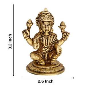 Laxmi Sitting Idol Murti <b>Statue</b> 3.1 H X 2.5 W X 2.7 L Inch 340gm Brass Crafts <b>Religious</b> Figurine for Home Puja Mandir Blessing - Product Image 3