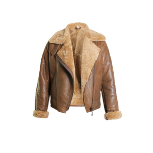 Chaqueta de motorista de cuero de vaca genuino para mujer de alta calidad con chaqueta con forro de cuello de piel de oveja - Product Image 5