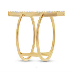 Bague en or jaune 14 carats avec diamant de 0,11 carat pour femmes - Product Image 1