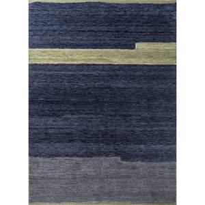 Alfombra de Lana Azul Blythe Anudada a Mano con Patrón Abstracto para Sala de Estar, Alfombra Rectangular para Pasillo para Adolescentes-LCA-1535 (CS-01) - Product Image 1