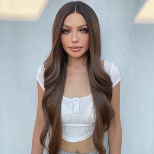 Molly-DWY for Ombre T-Part Synthetic <b>Wig</b> Transparent <b>Lace</b> Front Brown Blonde Tresses with Wavy Style - Product Image 3
