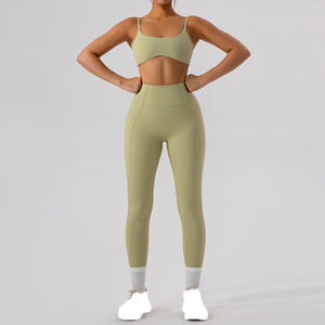 Conjunto Deportivo Ecológico de 7 Piezas para Mujer, Top y Leggings de Yoga de Secado Rápido con Logotipo Frontal y Patrón Sólido, Transpirable para Entrenamiento - Product Image 6