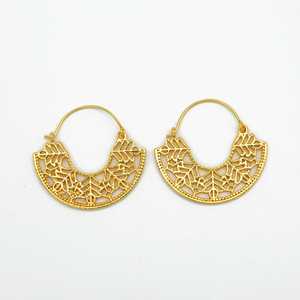 Exclusive <b>Top</b> Choice Hoop <b>Earring</b> 18k Gold Plated Brass <b>Earring</b> Filigree Texture Handmade Hoop <b>Earring</b> Wholesale Womens <b>Earring</b> - Product Image 1