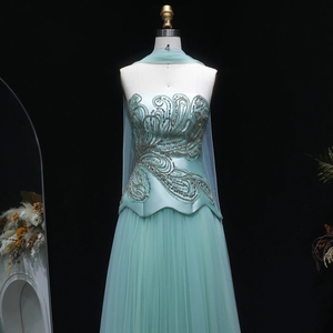<span class=keywords><strong>Robe</strong></span> <span class=keywords><strong>de</strong></span> soirée élégante Jancember LSZ413 bleu <span class=keywords><strong>Tiffany</strong></span>, sans bretelles, coupe trapèze, en tulle, pour femmes - Product Image 4