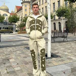 OEM Manufacturer <b>Applique</b> Embroidery And Acid Wash Streetwear Tracksuit 100% Cotton Fleece High Quality Tracksuit 450 GSM - Product Image 6