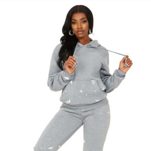 Conjunto de Dos Piezas Casual de Invierno 2025 para Mujer, Estilo Hip Hop, Ligero, Transpirable, Sudadera con Capucha, Pantalones Deportivos, Felpa Sólida de Alta Calidad - Product Image 6