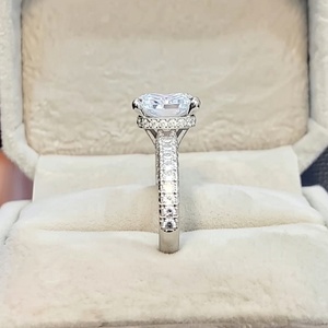 3.78 TCW Radiant Cut Moissanite Three Row <b>Vintage</b> Engagement <b>Ring</b> 14k Solid White <b>Gold</b> - Product Image 5