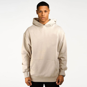 Venta al por mayor hombres XS Drop Shoulder Pullover Hoodie 100% algodón francés rayas manga sudadera nueva temporada de otoño diseño de moda - Product Image 5