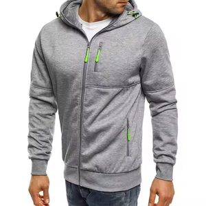 Sweat à capuche vierge zippé avec logo personnalisé pour hommes 100% Veste de designer graphique à col montant en polyester sérigraphie personnalisée de haute qualité - Product Image 1