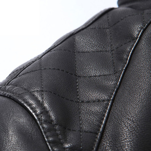 Veste en cuir d'hiver pour hommes, veste à manches longues décontractée avec fermeture éclair pour hommes, nouveauté - Product Image 5