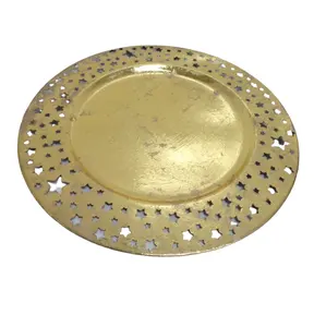 Tischplatte dekorative Eisen Ladegerät Platte Goldfolie Farbe und Ätzen Finishing Classic Style Dish zum Servieren von Handarbeit