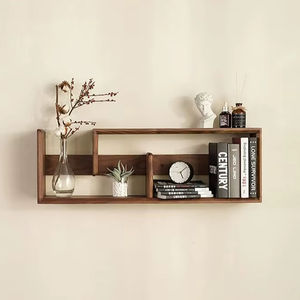 ชั้นวางของติดผนังไม้เนื้อแข็งขัดเงาธรรมชาติรูปทรงและขนาดที่ปรับแต่งได้ล่าสุดสำหรับตกแต่งบ้าน - Product Image 1