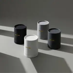 Caja de embalaje de tubo de papel Kraft vacía personalizada, vela de cera de soja hecha a mano, cilindro de tarro de cristal, caja de tubo redondo de papel de lujo para velas