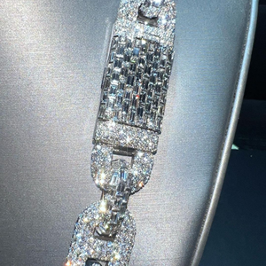 Nueva moda 925 plata esterlina personalizada diamante helado Cadena de 18 mm con diamantes blancos Cadena de estilo Hip Hop Unisex - Product Image 2