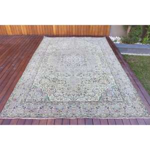 Alfombra Turca Vintage de 6.46x9.8 pies, Alfombra Grande, Alfombra de Lana Azul - Product Image 1